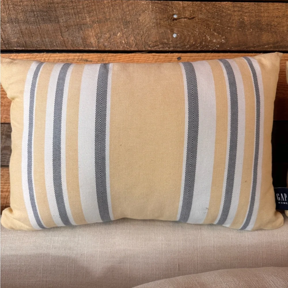 GAP Home Yellow & White Striped Throw Pillows x 2
